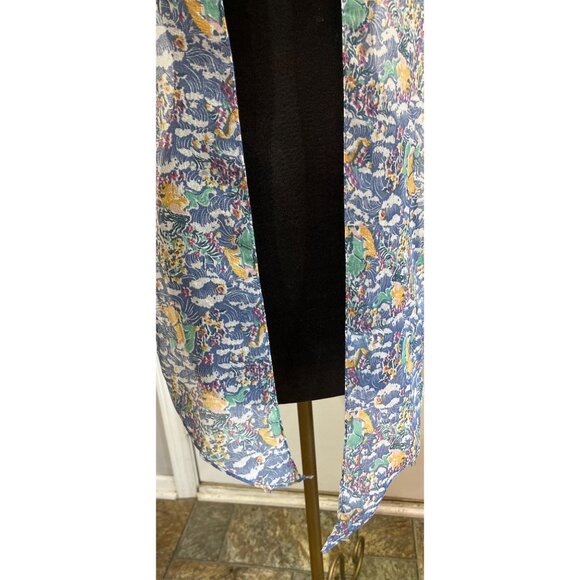Vtg 1970’s Psychedelic Flowers Waves 20’s Flapper Scarf 74" x 6.5" All Cotton - Picture 4 of 9